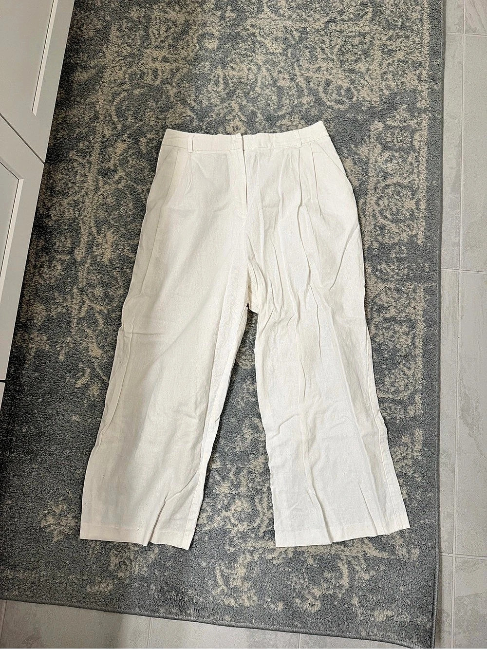 ASOS Wide Leg Linen Pants in White US 8